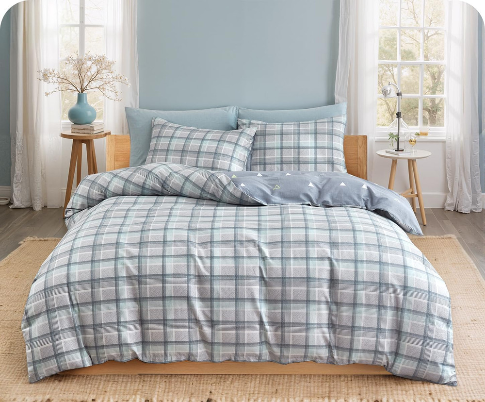 Comforter Queen Size, 600 Thread Count Cotton Reversible Grey Buffalo Pattern Gr