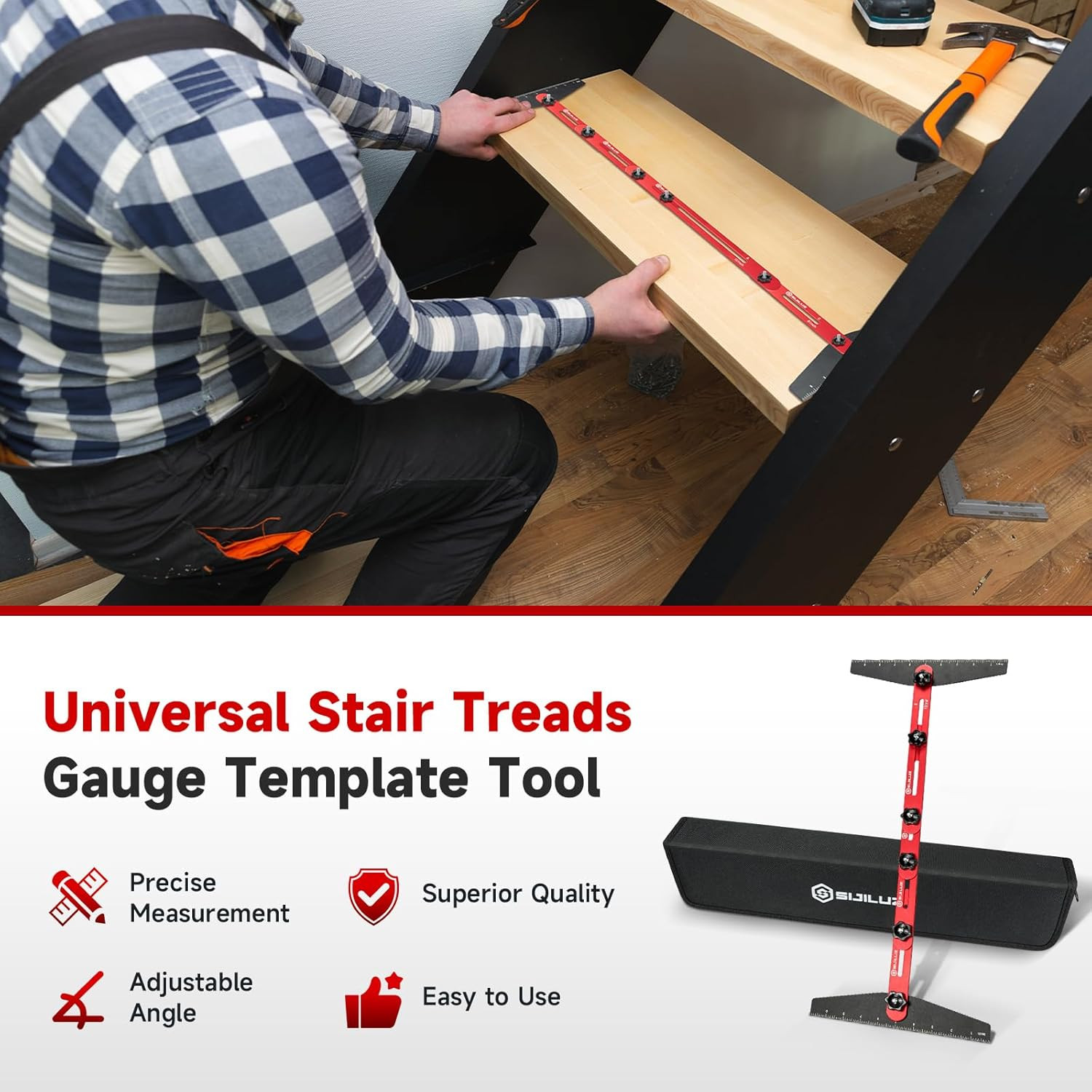 Stair Tread Template Tool, Solid Stair Gauge and Layout Tool, Stair Tread Gauge