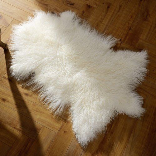 Real Mongolian Fur Throw Tibetan Lambskin Rug Hide Pelt Curl Hair Carpet 2'X3.3'