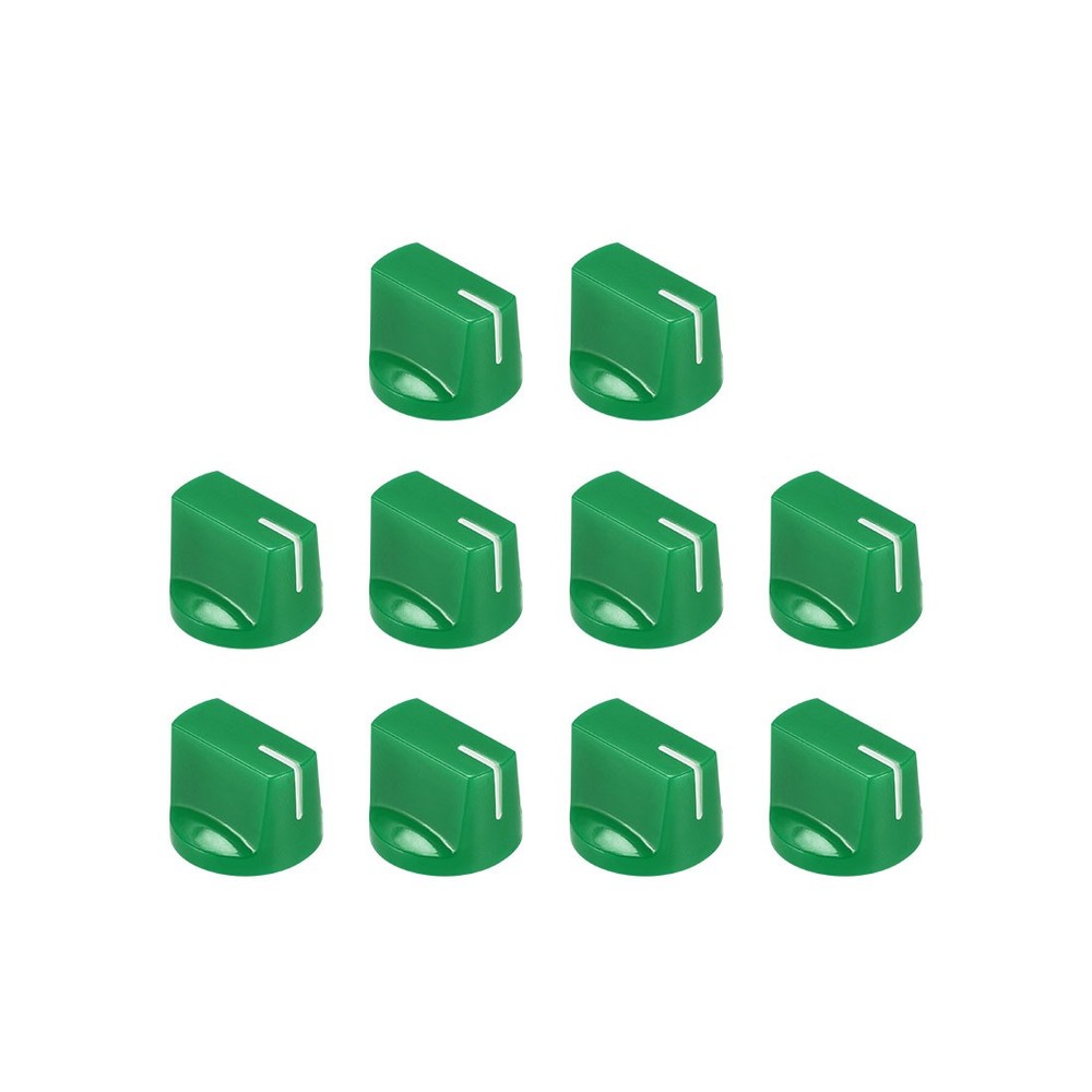 10Pcs 6.4mm Shaft Hole Pedal Knobs Pointer Control Knobs with Set Screw Green