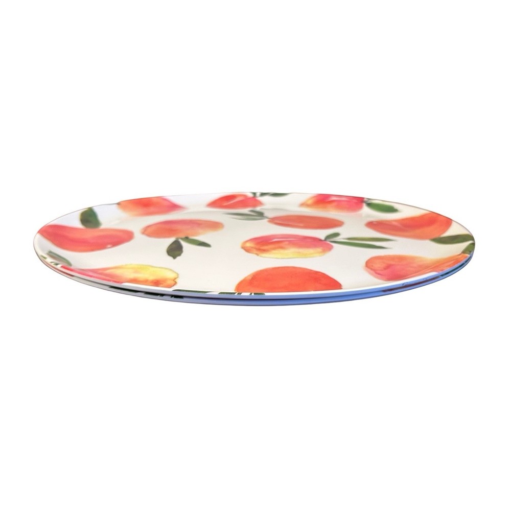 2 Melamine Platter 14” Watercolor Peach Lightweight Durable Stackable Tableware