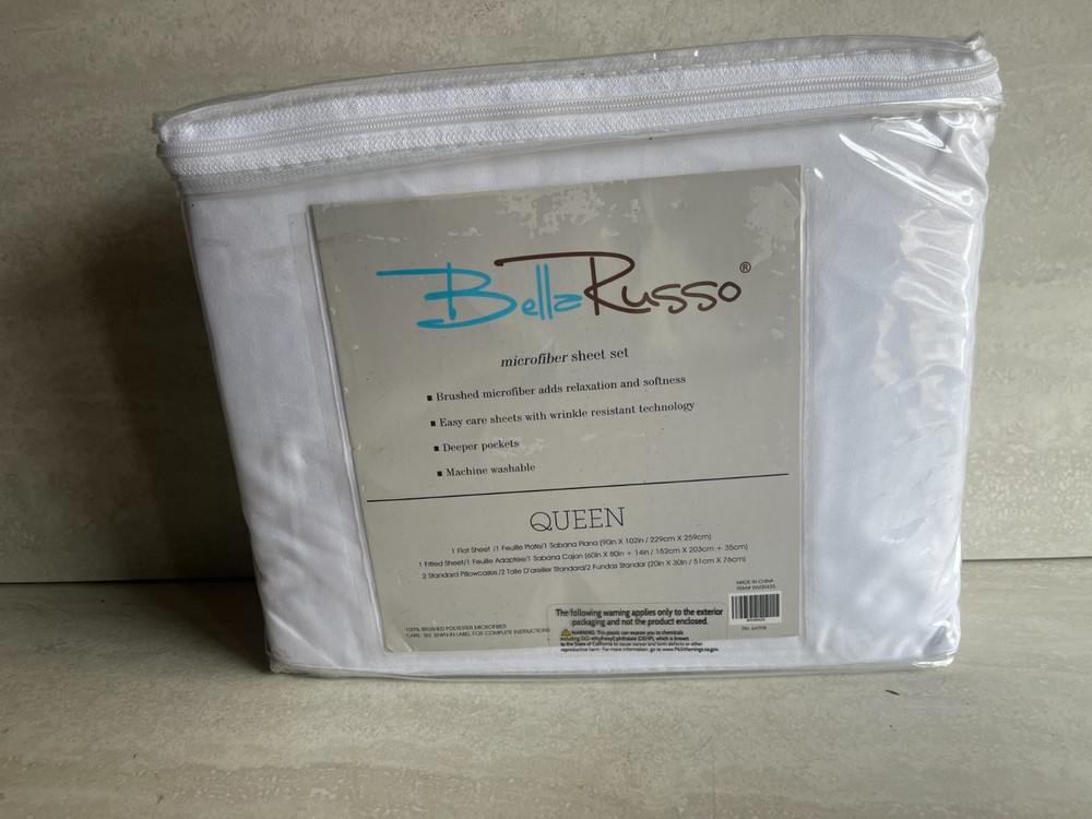 Bella Russo Brushed Microfiber Sheet Set Queen Size White
