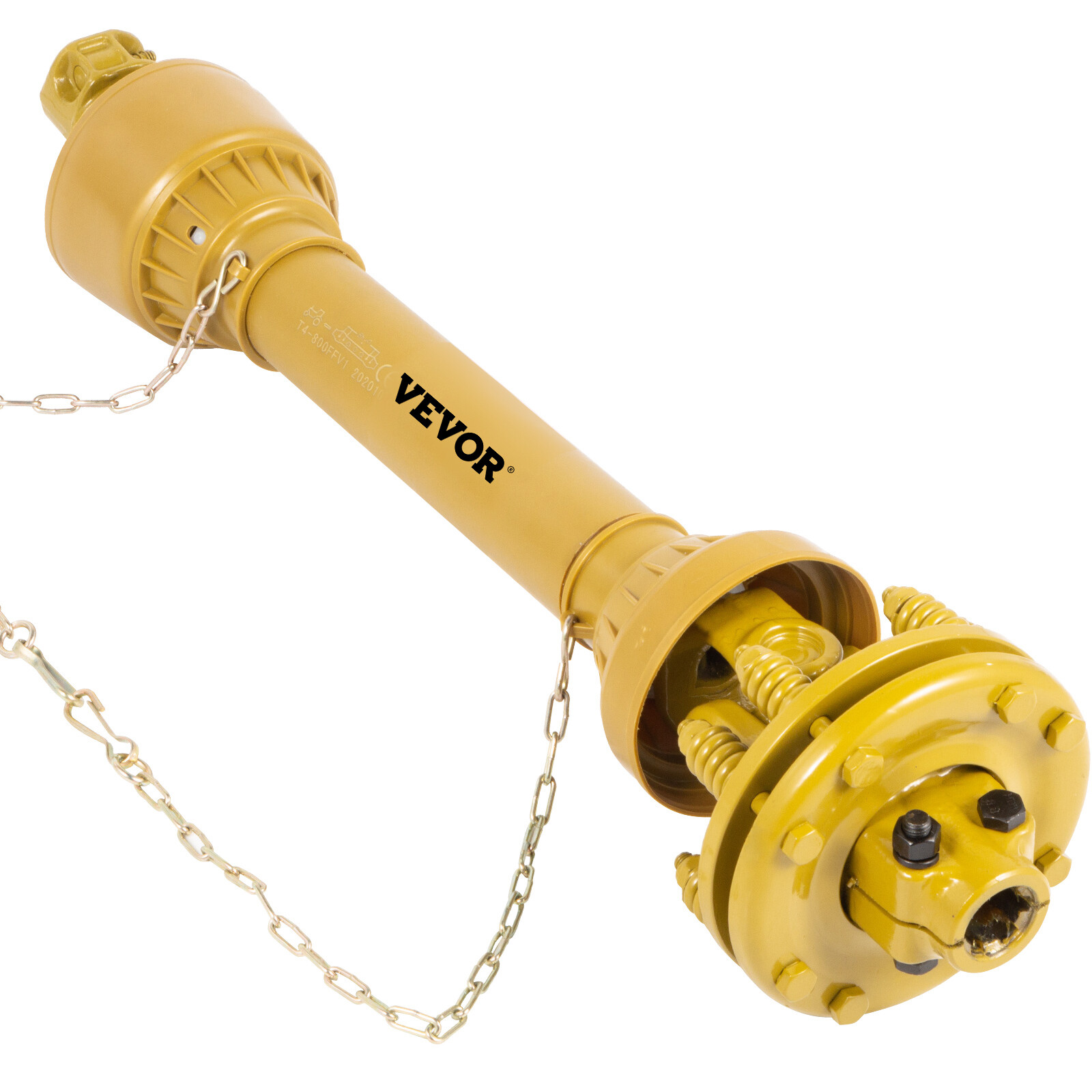 VEVOR PTO Shaft PTO Drive Shaft 1-3/8"x6 Spline w/Slip Clutch Yellow T4 31.5-41"