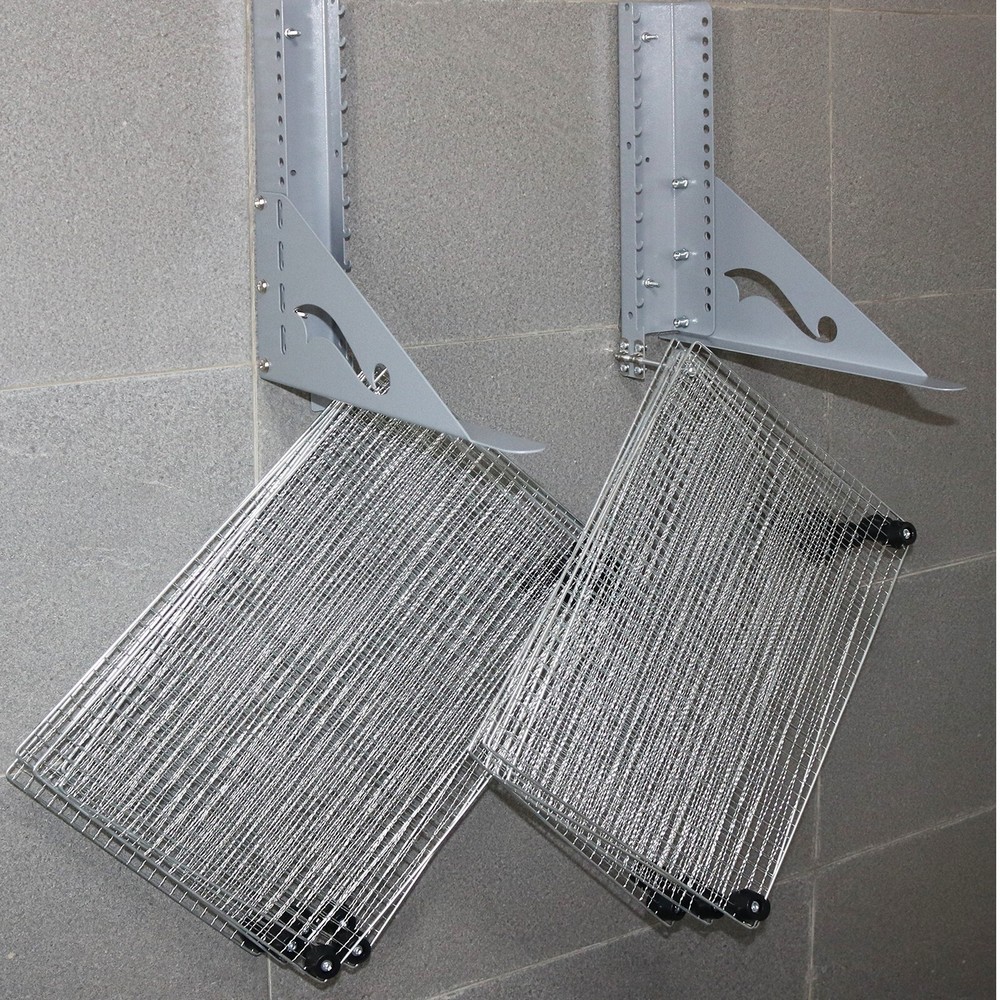 12 Layers Wall Fixed Tiled Clamshell Drying Frame Push and Flip-Open Drying Rack