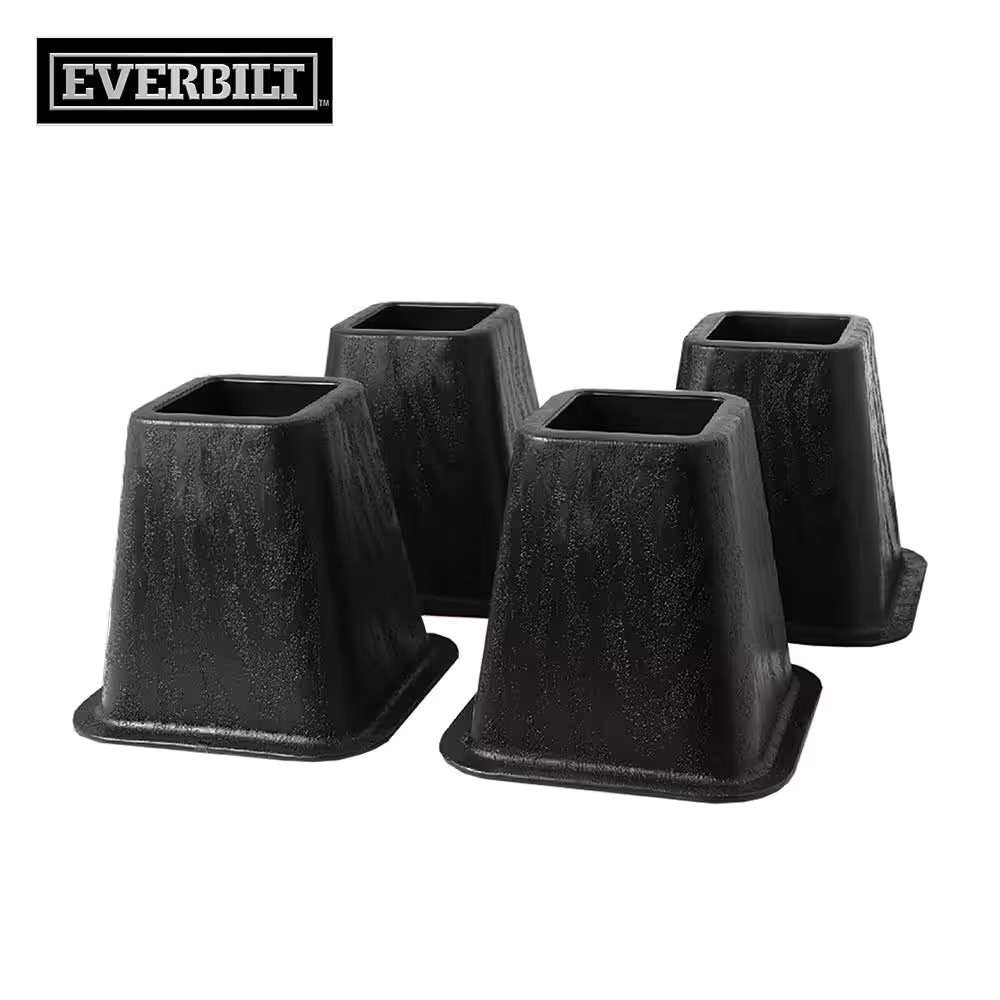 6 Inch Bed Risers 4-Pack Durable Heavy Duty Construction Ensures Black Accessory