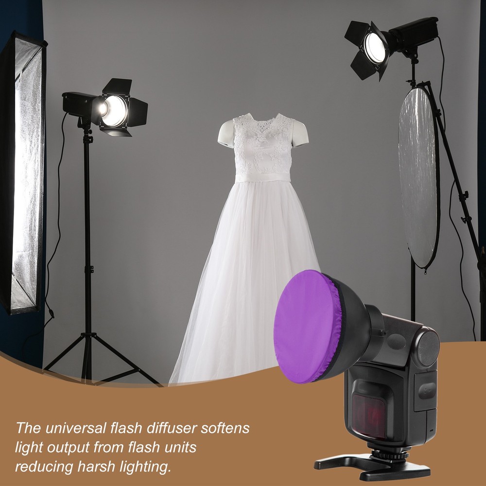 2pcs 7.1" x 7.1" Soft Mini Flash Bounce Diffuser Cap, for Flashlight, Purple