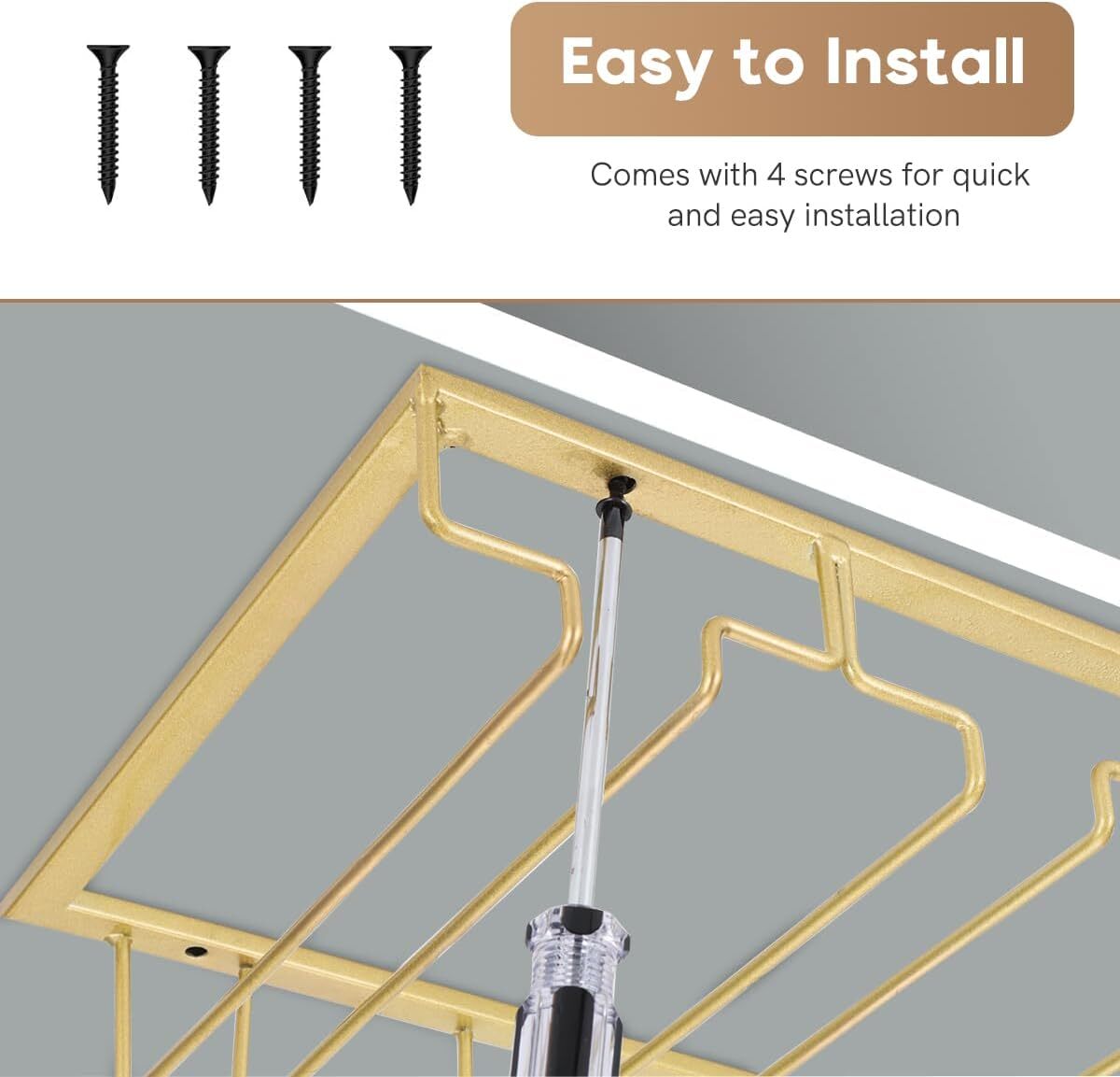 Wine Glass Rack Under Cabinet, 6 Row Extreme Large Stemware Hanger