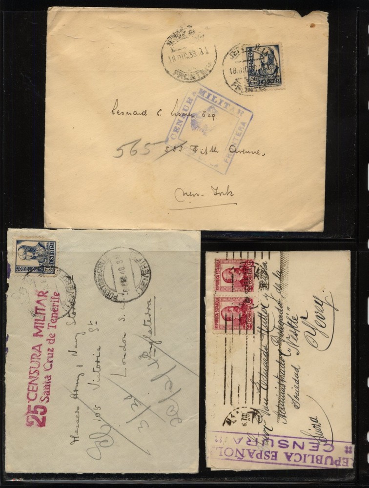 Spain   3  different   military  censor covers           MS0220