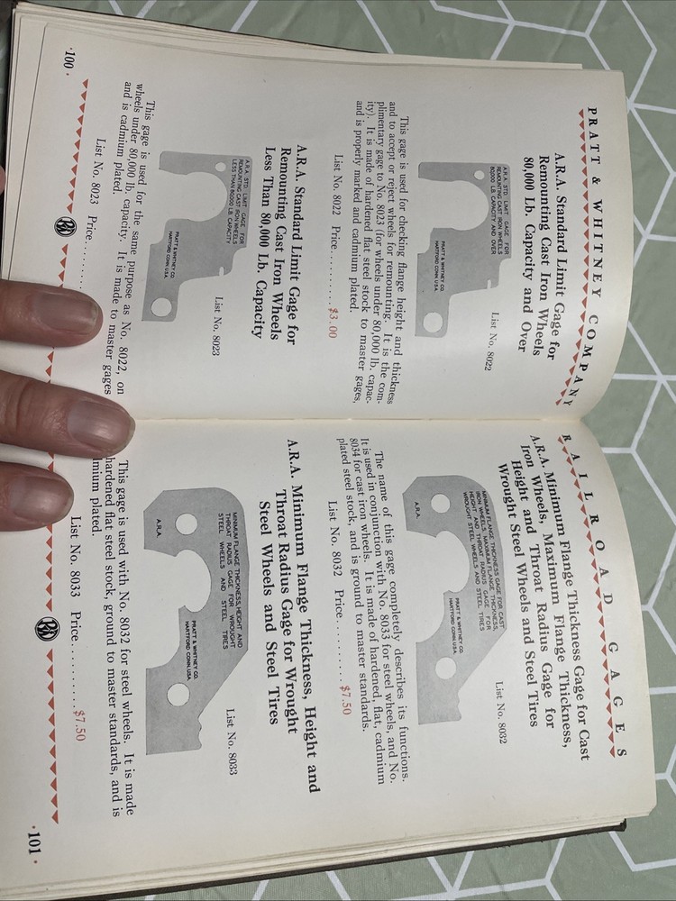 1929 PRATT & WHITNEY Gages Book