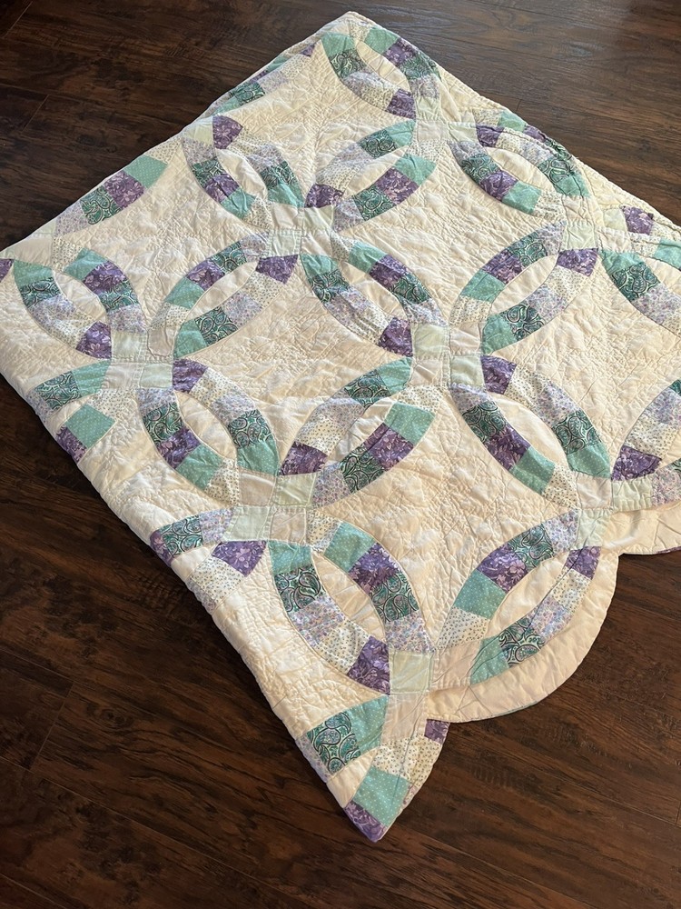 Wedding Band Quilt Pennsylvania Patchwork Large 84 x 96 Excellent Condition