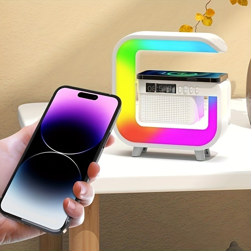 Desktop Alarm Clock with Multifunctional Wireless Speaker - Button Control
