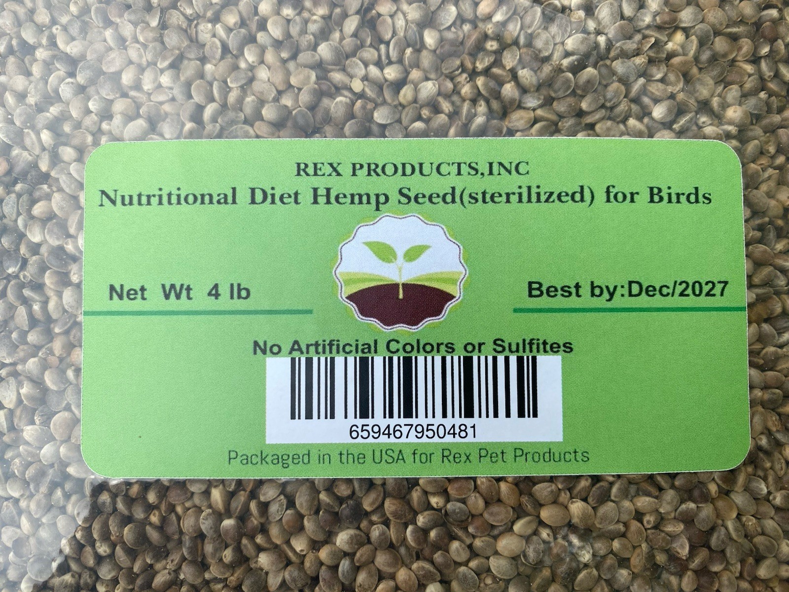 Hemp Seed - For Birds -All Natural Ingredients (4 LB)