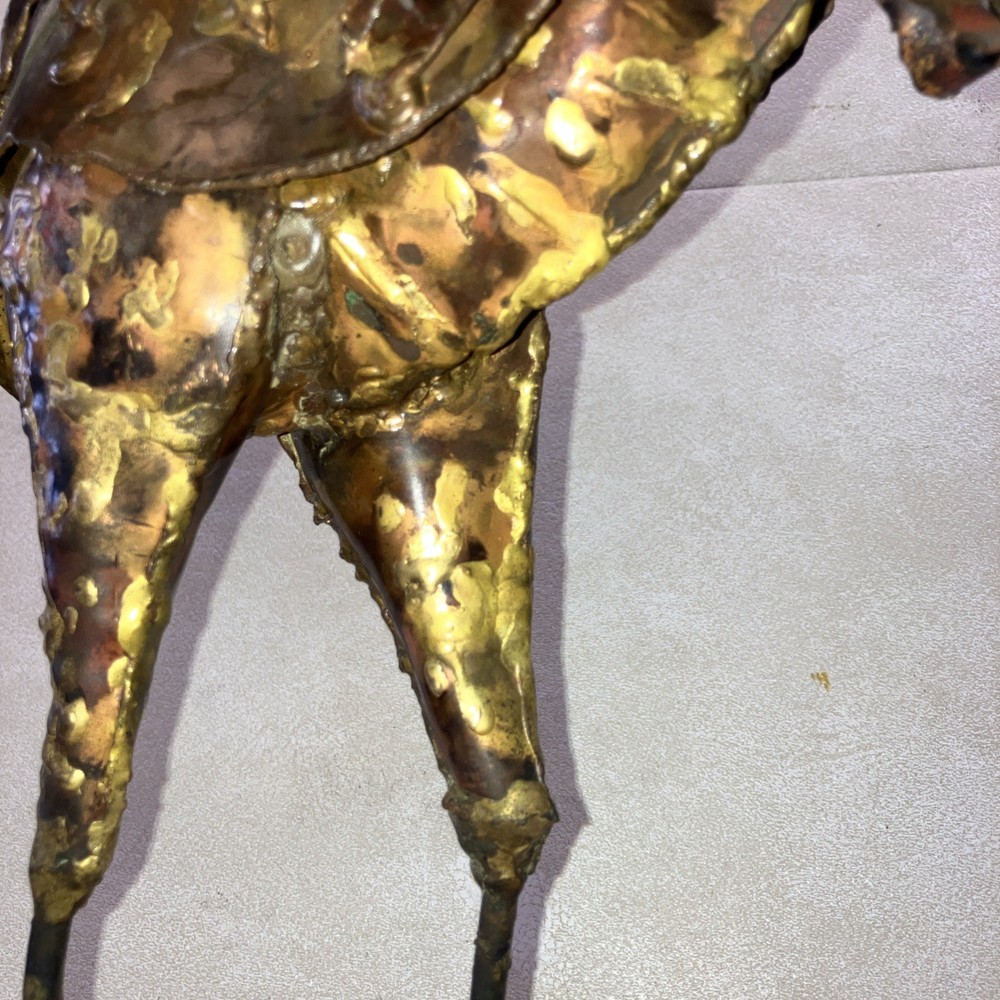 Abstract Ostrich Bird Handmade Bronze Statue Painted Signed