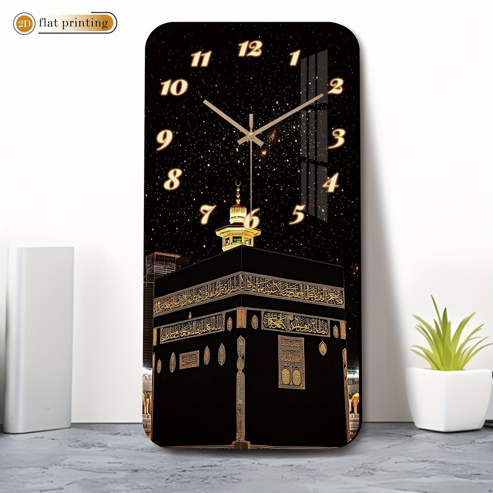 Wooden Rectangular Silent Wall Clock-Decorative Timepiece Modern w/o Batteries.