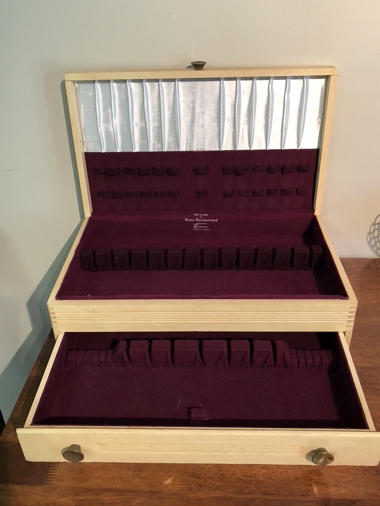 Mid century sterling silver case...Solid wood with elegant dovetail construction