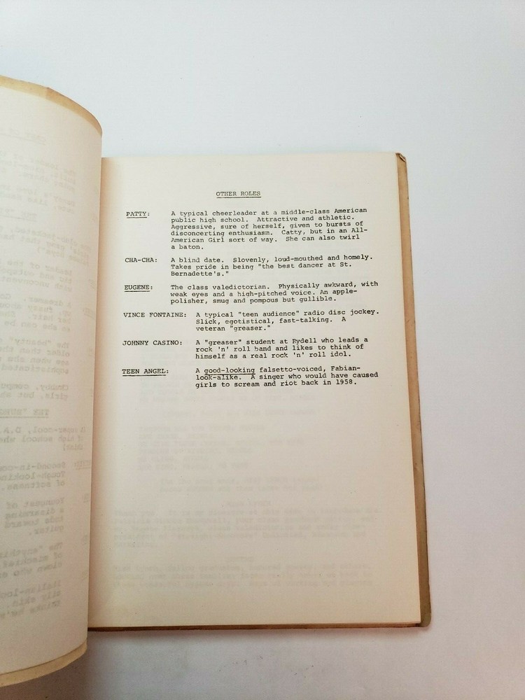 GREASE / Jim Jacobs & Warren Casey 1970 Original Broadway Musical Script