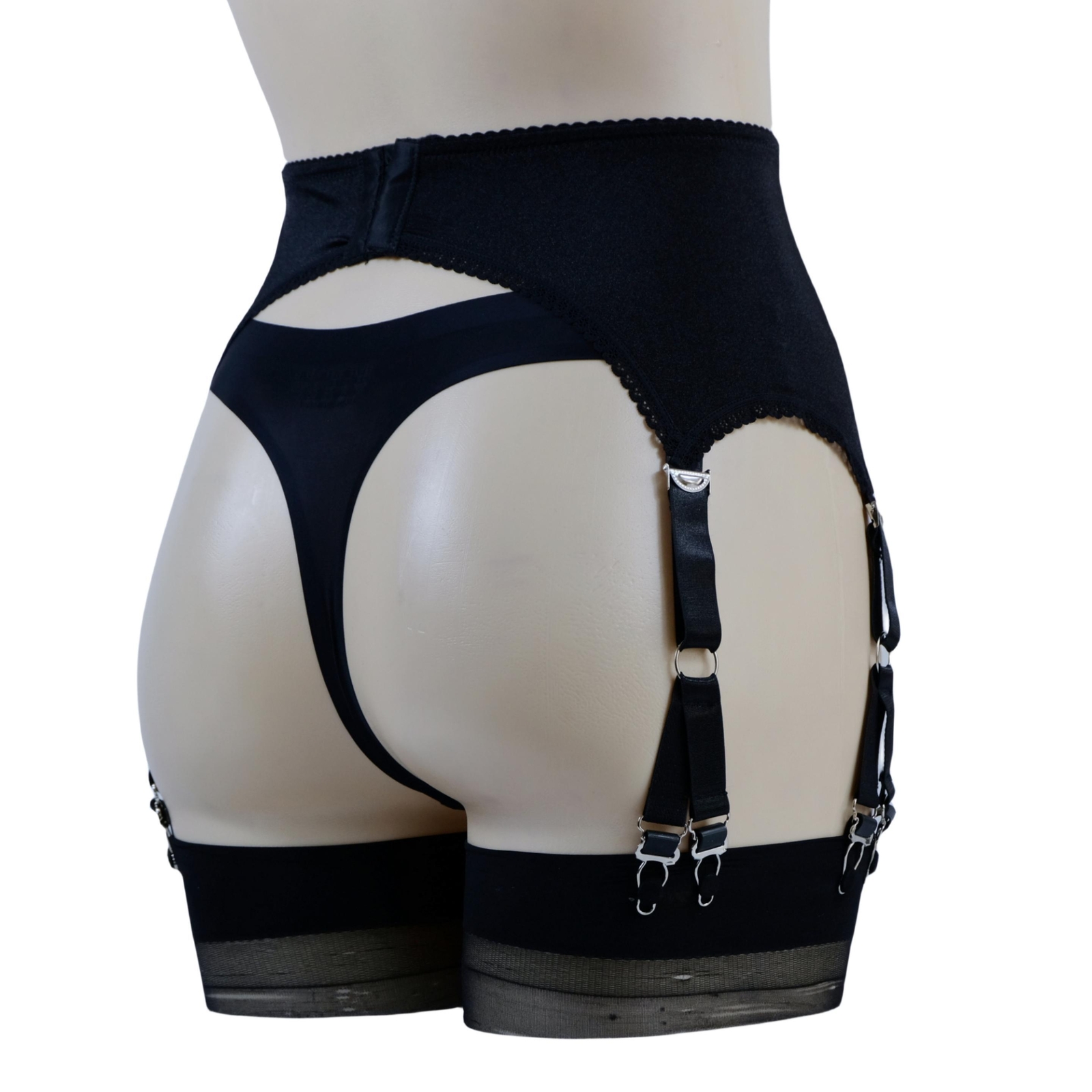 Luxallacki Stretchy 6 Straps Garter Belt with 12 Metal Claws for Women Lingerie