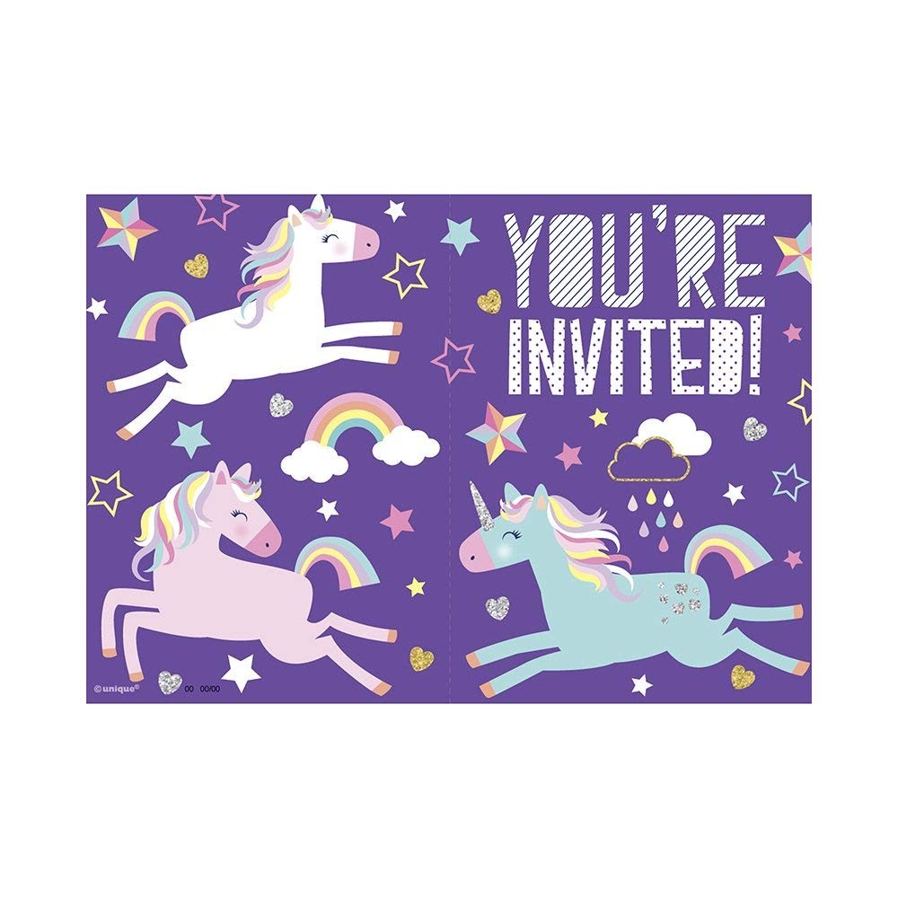 Unicorn Birthday Invitation Cards, 8 Ct.