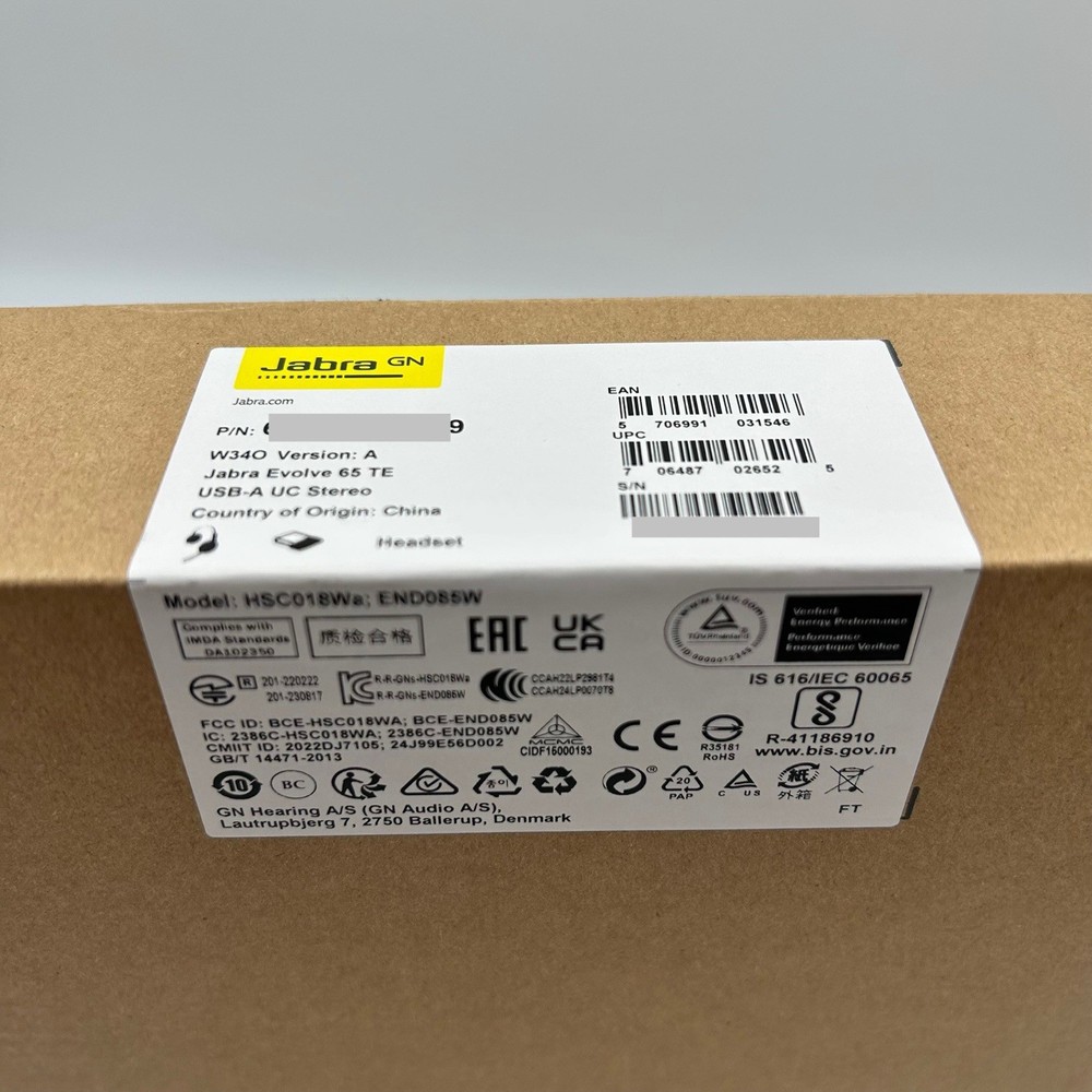 Jabra Evolve 65 TE (Third Edition) Wireless Dual-Ear Headset Version A ~ NEW