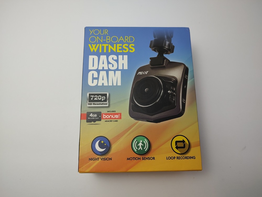 Pilot Dash Cam 4GB SD Storage  Dashboard Camera with Window Suction Mount