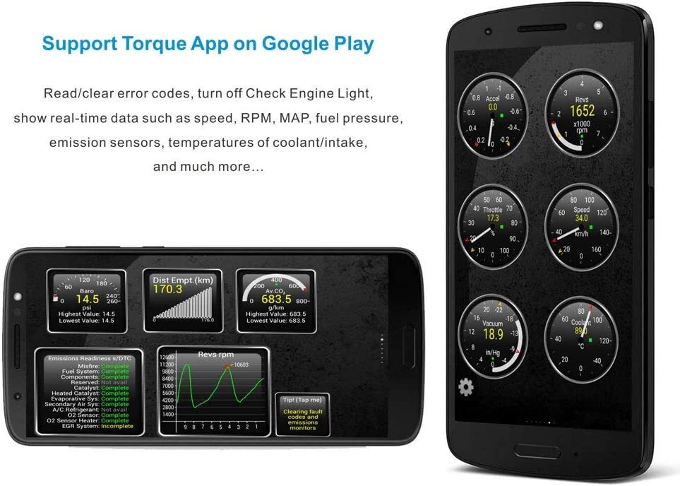 Bluetooth OBD2 OBDII Car Diagnostic Scanner Check Engine Android Torque Pro