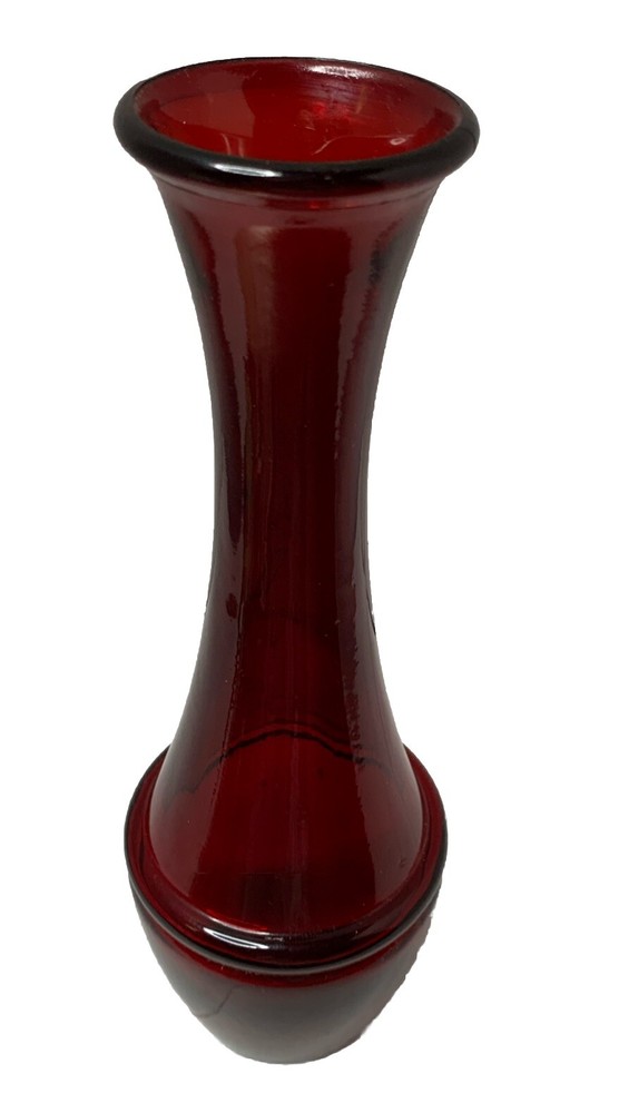 VTG BEAUTIFUL RUBY RED ART GLASS 9INCH BUD BASE