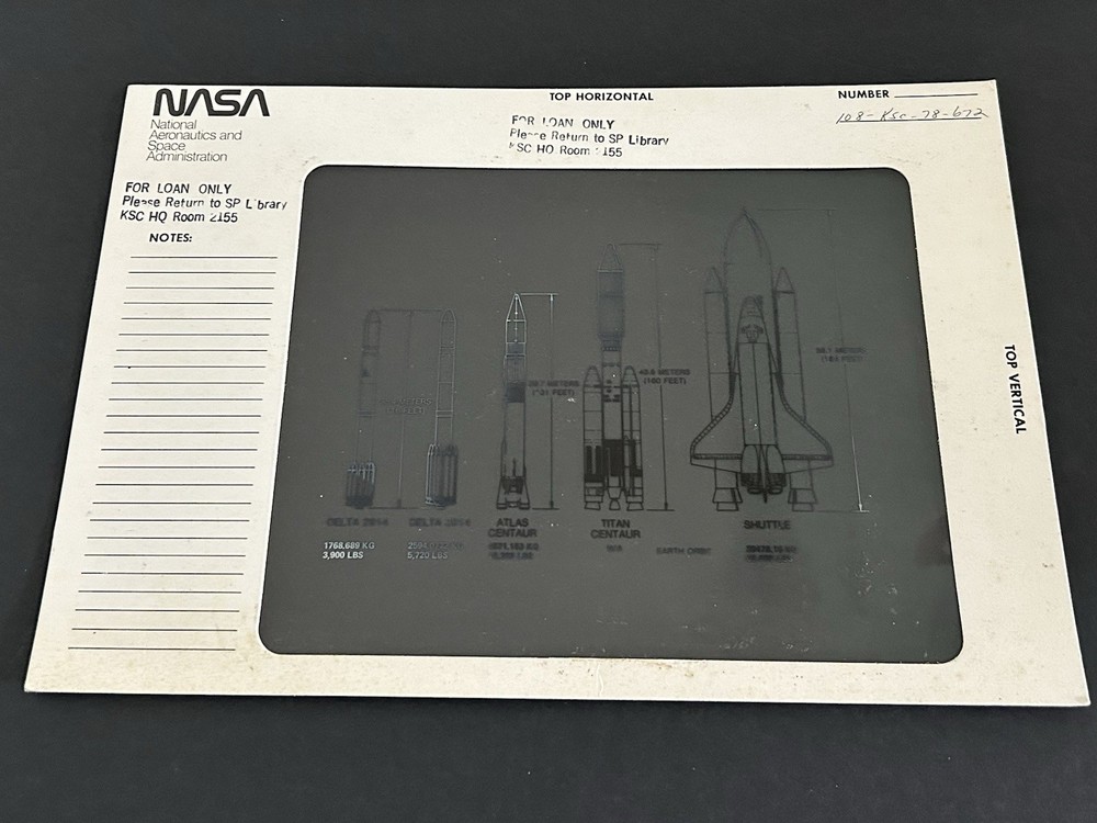 1978 NASA KSC Shuttle Space Rocket Booster Size Presentation Transparency-672