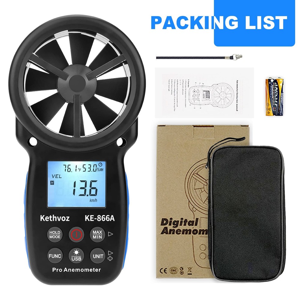 Anemometer HVAC Anemometer, Wind Meter CFM Air Flow Tester Wind Speed...