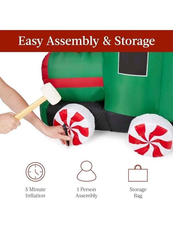 Christmas Train & Animated Santa 8.5 x 5ft Lighted Inflatable Holiday