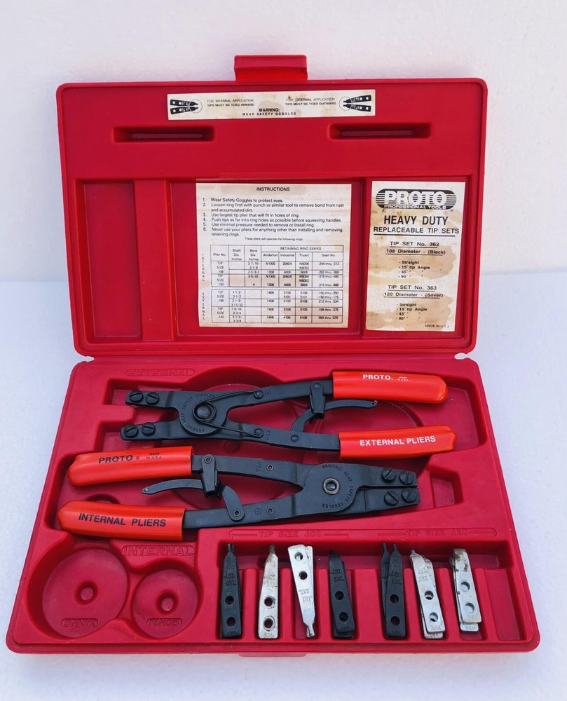 PROTO 361 INTERNAL EXTERNAL RETAINING PLIER SET WITH REPLACABLE TIPS