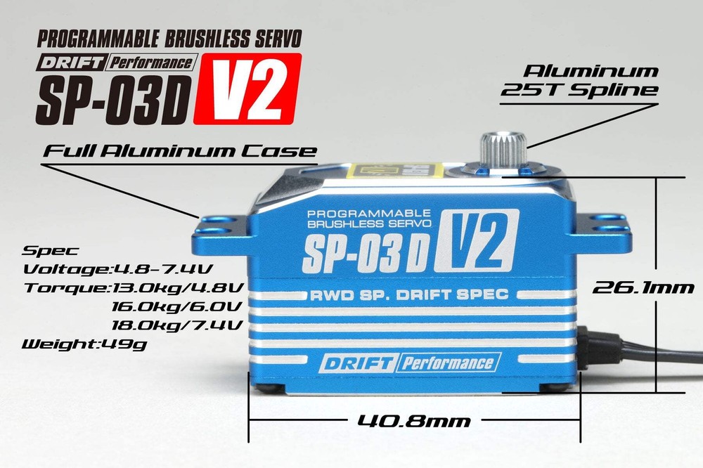Yokomo SP-03 D V2 Programable Brushless Drift Servo (Blue) [SP-03DV2BL]