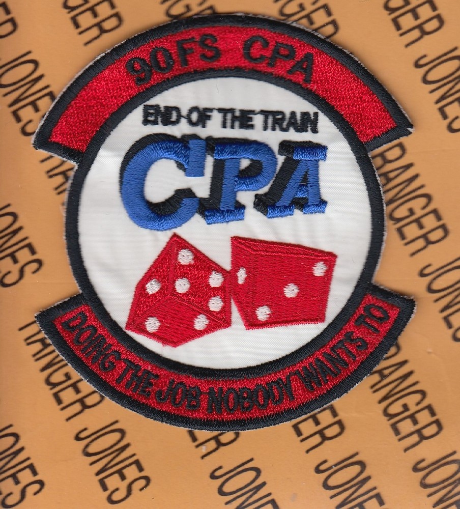 USAF 90th Fighter Squadron FS Pair-O-Dice CPA 3.75" patch