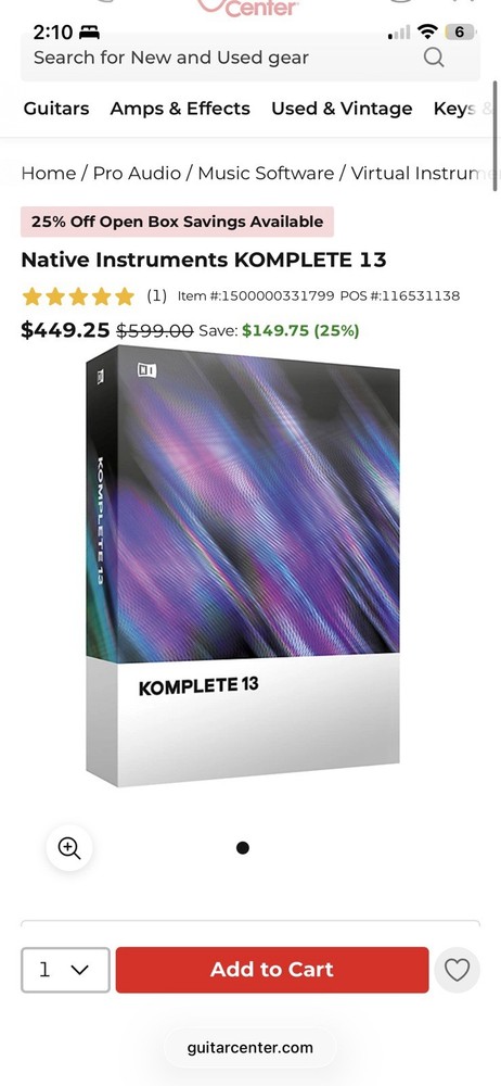 Native Instruments Komplete 13 Virtual Instrument (27300)