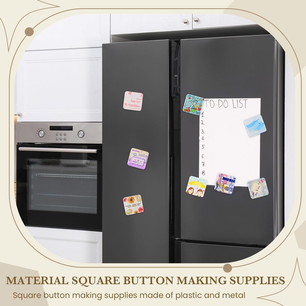 Wavwavw 100 Sets 50mm/1.97 Inch Square Button Maker Square, multicolor