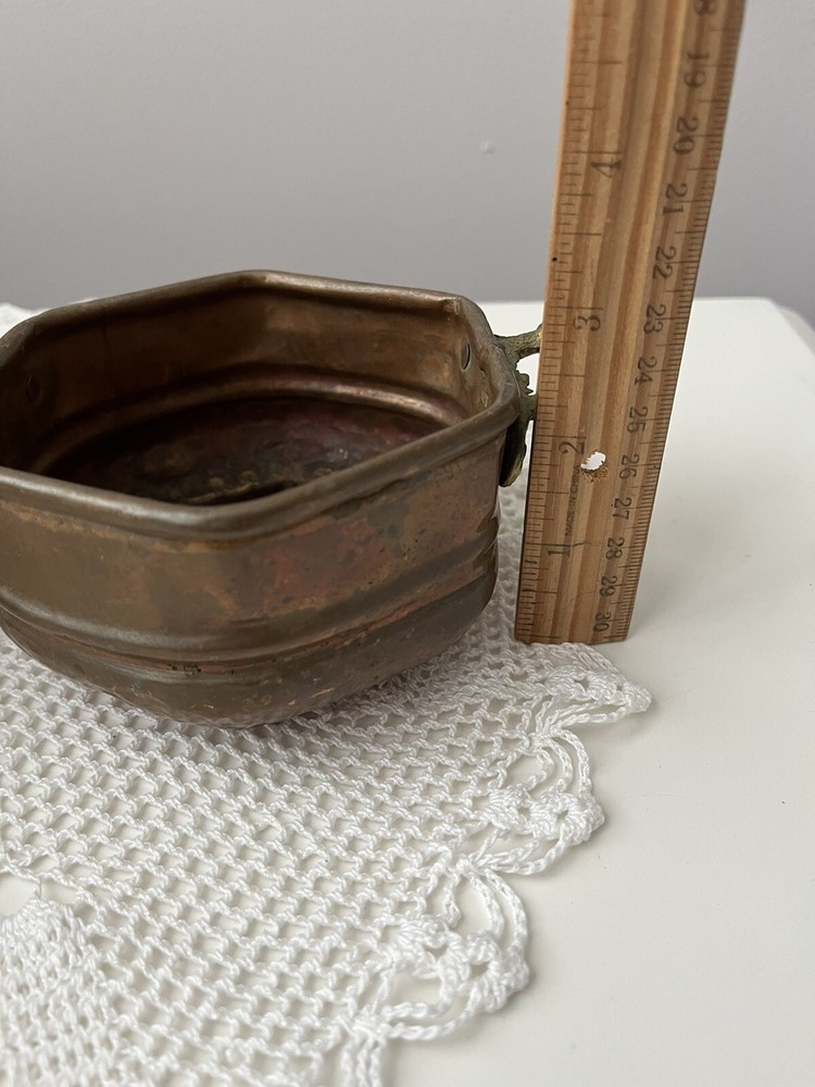 2 Small Vtg Copper Buckets #1-W/ Metal Handle #2-W/ 2 Handles Rustic Decor