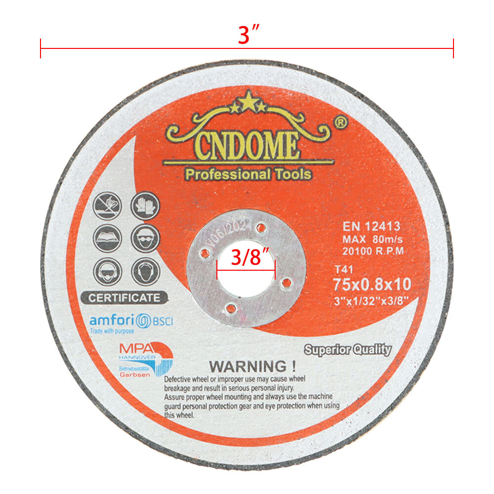 25 Pack 3" x 1/32" x 3/8" Metal & Stainless Steel Cut Off Wheels For Grind Wheel