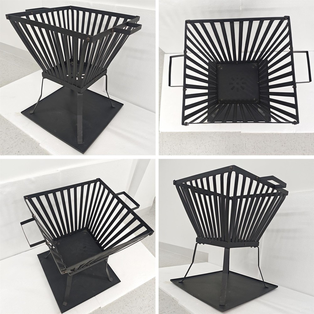 𝗦𝗧𝗘𝗘𝗟 𝗦𝗧𝗔𝗡𝗗𝗜𝗡𝗚 𝗙𝗜𝗥𝗘 𝗕𝗔𝗦𝗞𝗘𝗧 - H45cm x W39cm