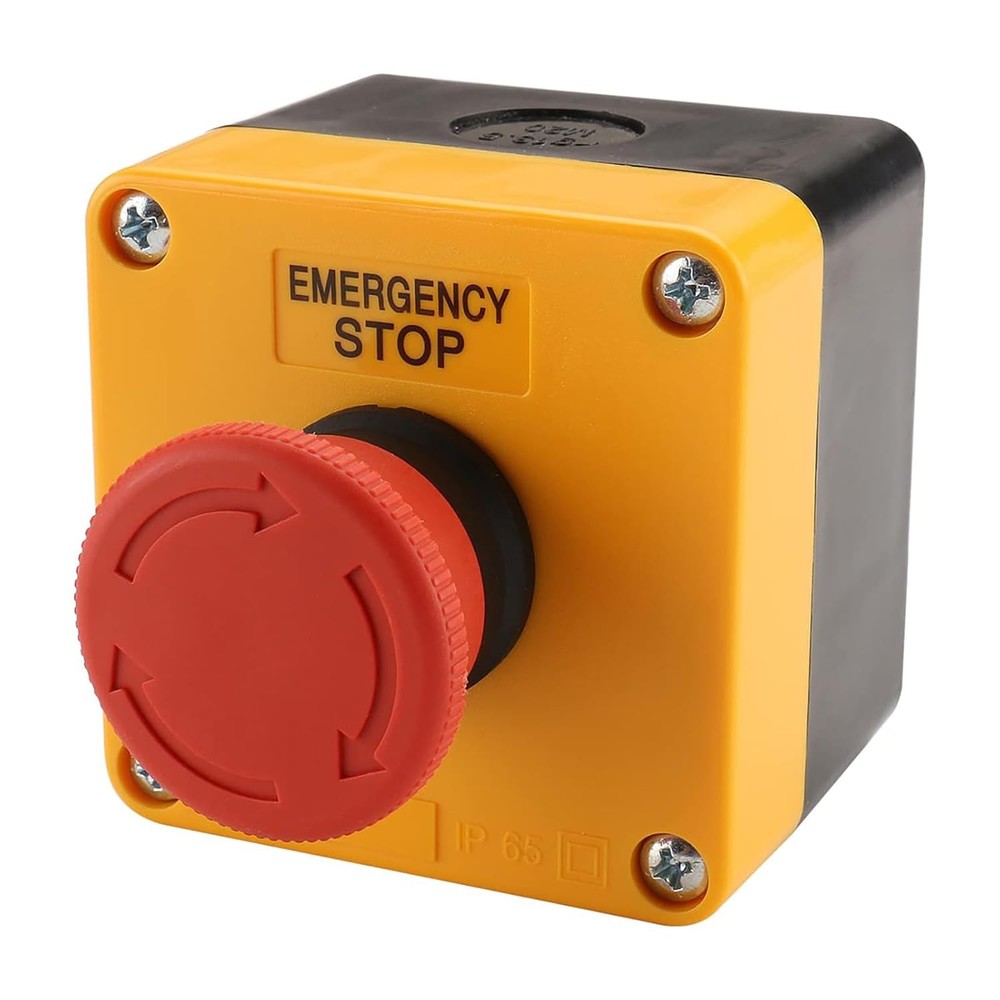 Baomain Red Sign Emergency Stop Switch, 660V Weatherproof Push Button Switch...
