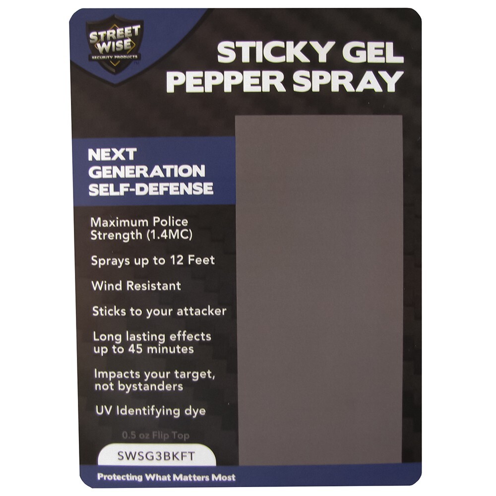 Streetwise STICKY GEL Pepper Spray - 2 Pack 1/2oz Flip Top Keychain Self Defense