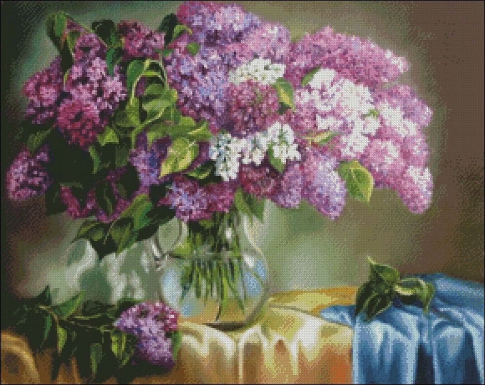 Chart Needlework DIY - Counted Cross Stitch Patterns - Lilac Bouquet