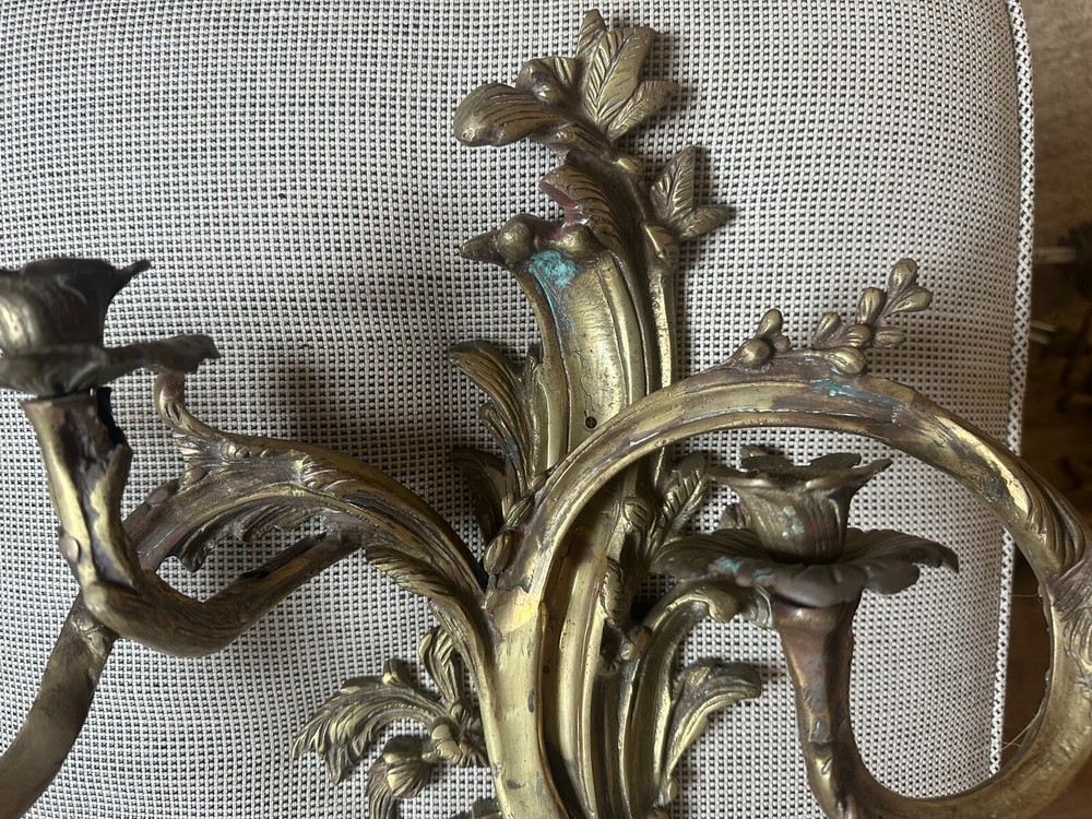 2-Antique Brass Electrified Sconces & 2 Not Electrified.