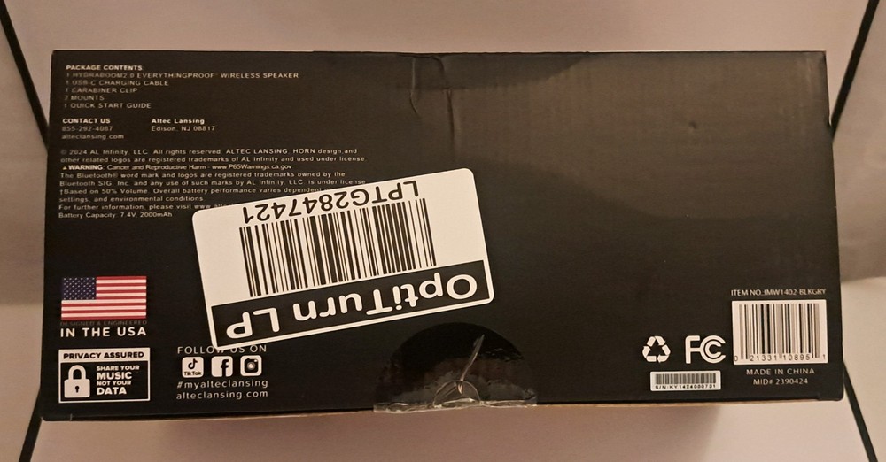 Altec Lansing HydraBoom 2.0 Bluetooth Speaker - Black