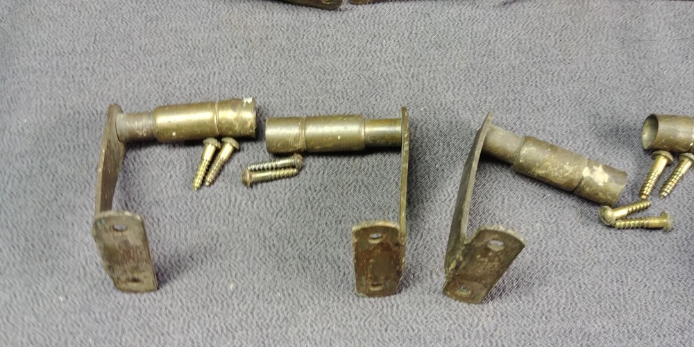 12 Brass Look Inside Curtain Rod Barrel Bracket Spring Surface Mount Hardware