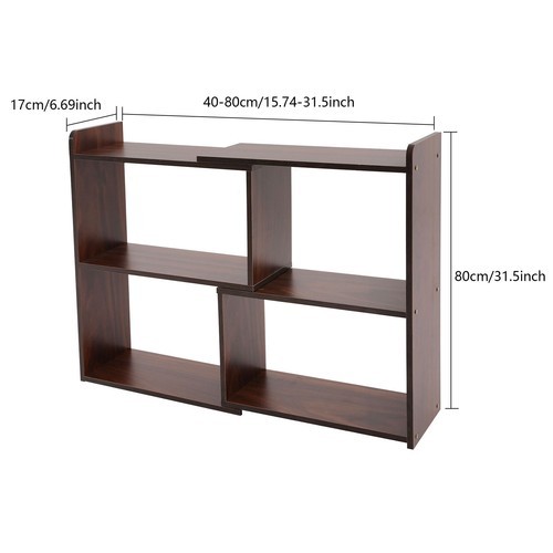 Open Storage Shelf, 3-Tier Bookcase, Retractable Storage Shelf