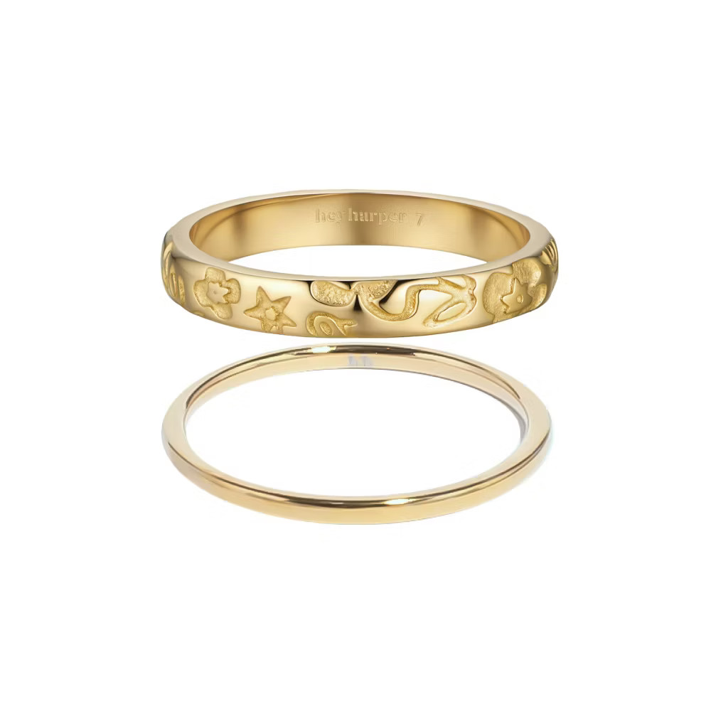 Hey Harper Aurie Ring Set - Gold Size 7