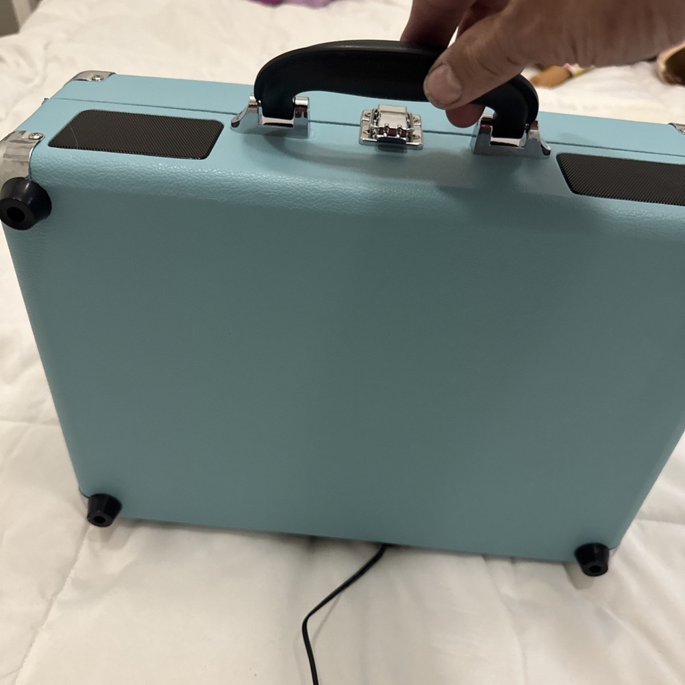 Victrola Model VSC-400SB Blue Patterned Suitcase Record Player With Bluetooth