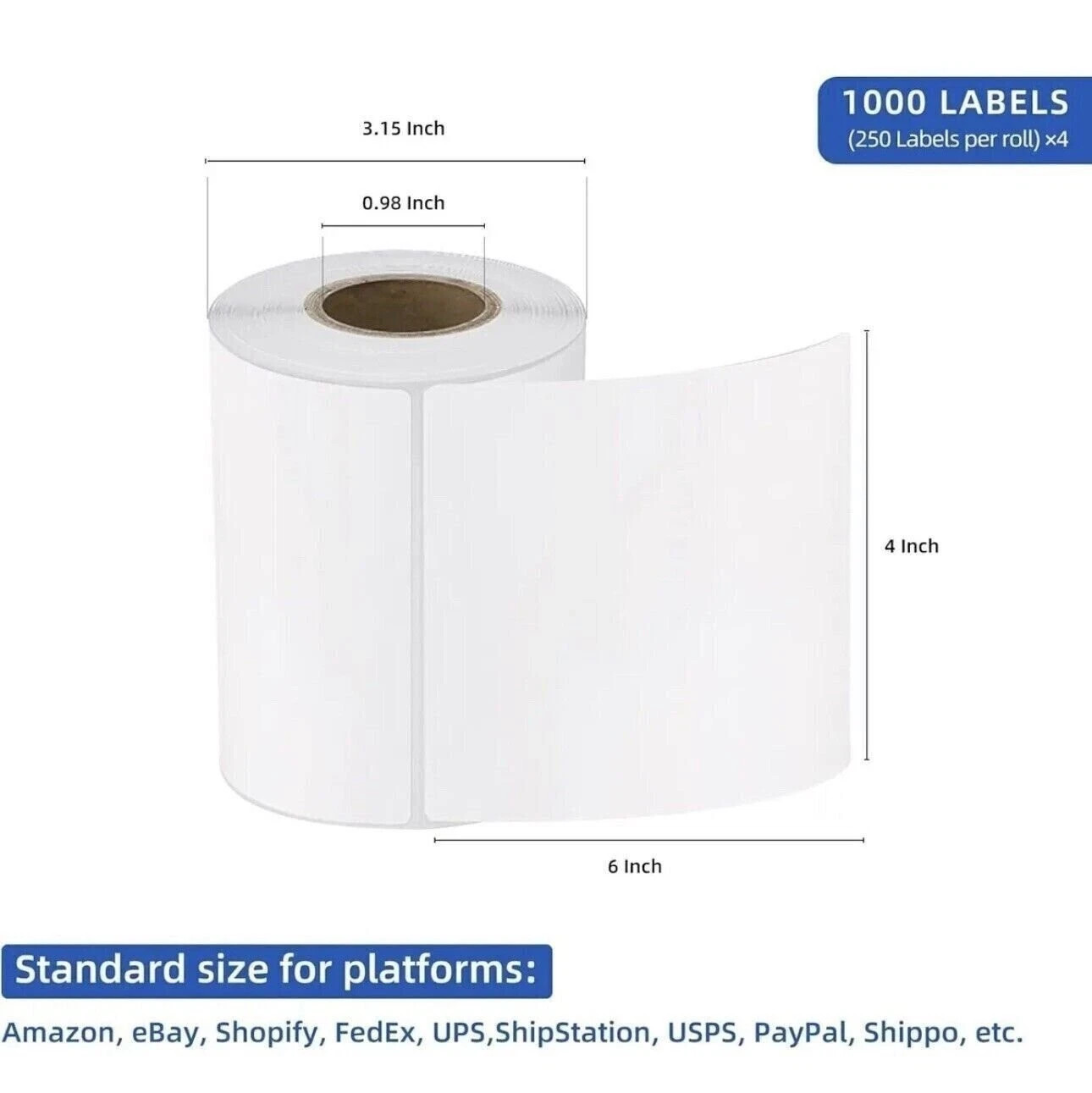 20 Rolls label 4x6 Direct Thermal Shipping 5000 labels Zebra Eltron ZP450 2844