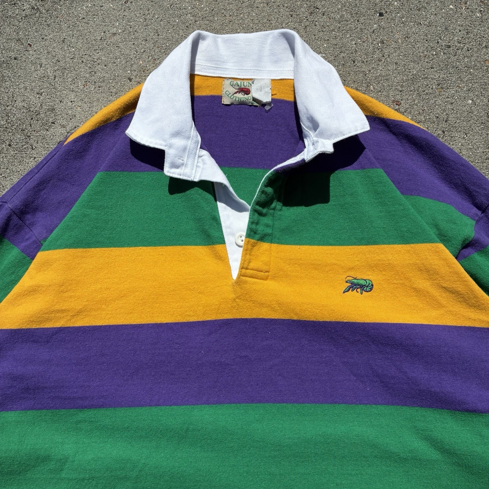 Perlis Mardi Gras Rugby Shirt Men's Medium Purple Striped USA