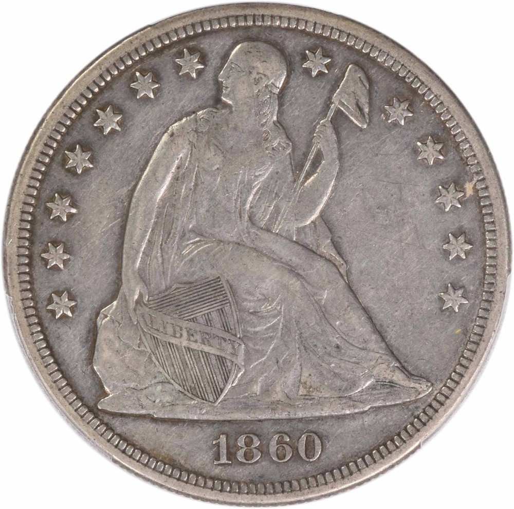 1860 Liberty Seated Silver Dollar EF40 PCGS