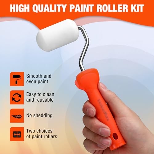 8PCS 2.5" Small Paint Roller Kit, Includes Foam Paint Roller Covers,